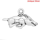 6 Antique Silver Razorback WILD BOAR Mascot Charm Pendants chs1780