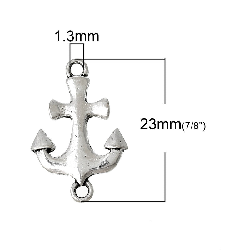 8 Antique Silver Metal ANCHOR Connector Link Charms, 23x15mm  chs1785