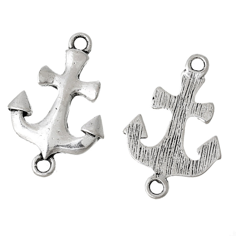 8 Antique Silver Metal ANCHOR Connector Link Charms, 23x15mm  chs1785