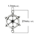 8 Antique Silver SHIP WHEEL Connector Link Charms (can hold ss8 rhinestones) chs1775