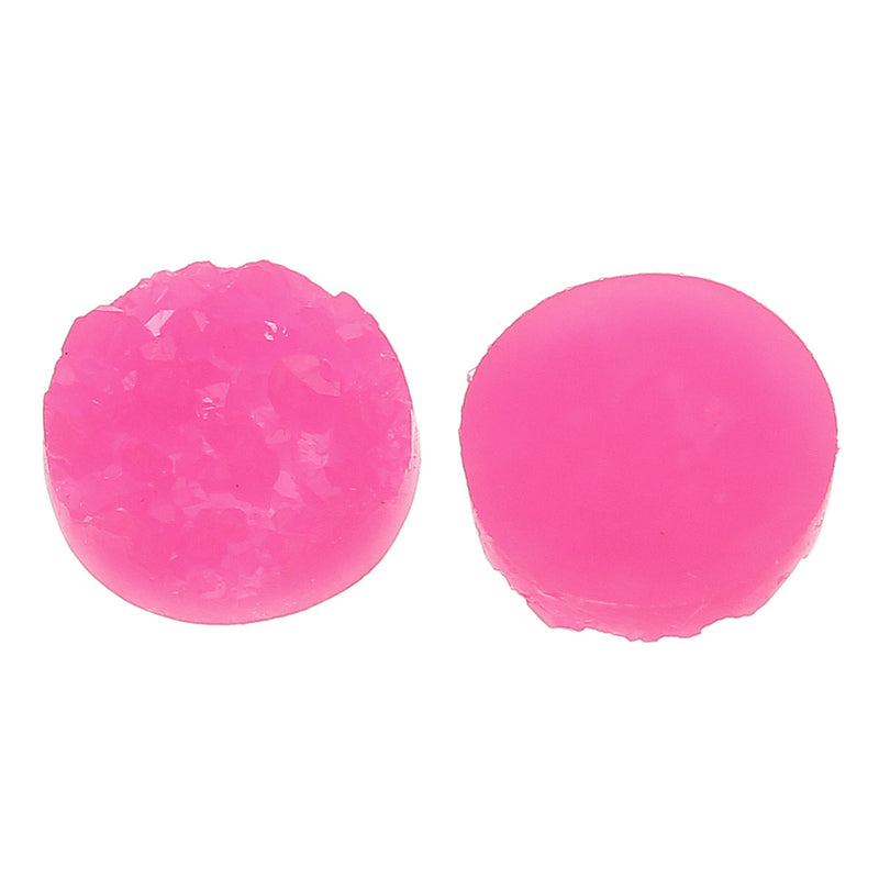 10 Round Resin HOT PINK DRUZY Cabochons, 12mm  cab0301