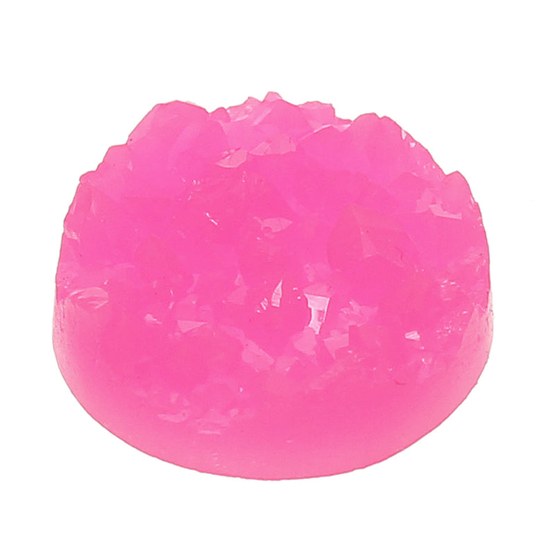 10 Round Resin HOT PINK DRUZY Cabochons, 12mm  cab0301