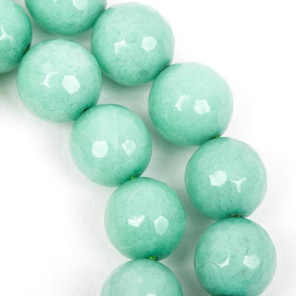 6mm Round Faceted MINT GREEN Jade Gemstone Beads, full strand gjd0083