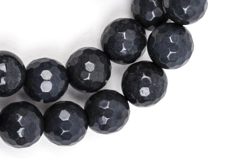 6mm Round Faceted Dark BLUE GREY Jade Gemstone Beads, full strand gjd0085