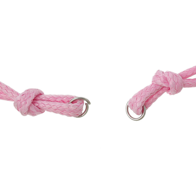10 Bracelet Blanks Connectors LIGHT PINK Nylon Cords with Lobster Clasp, 5-5/8" long plus 1-1/2" extender chain cor0050