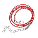 30 RED and WHITE Wax Rope Cord Necklaces with Lobster Clasps, 17" to 19" with extender chain cor0057