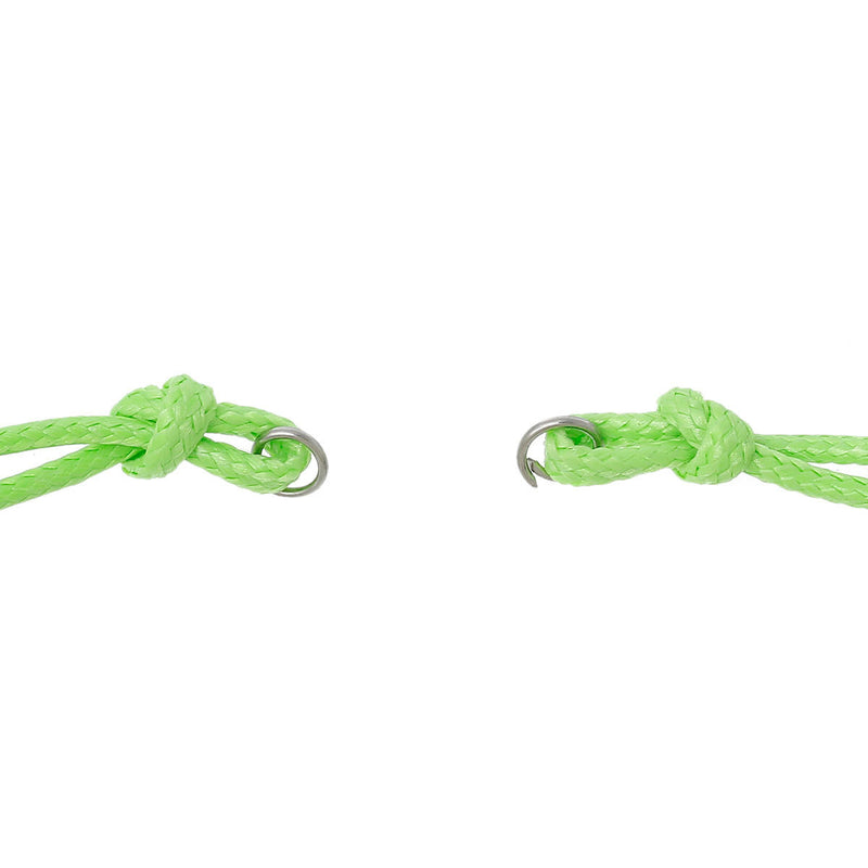 9 Bracelet Blanks Connectors LIME GREEN Nylon Cords with Lobster Clasp, 5-5/8" long plus 1-1/2" extender chain cor0052