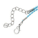 30 BLUE and WHITE Wax Rope Cord Necklaces with Lobster Clasps, 17" to 19" with extender chain cor0054