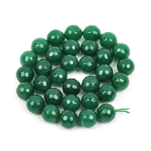 6mm Round Faceted EMERALD GREEN JADE Gemstone Beads, full strand gjd0117