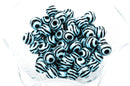 11mm Round Turquoise Blue TIGER Striped Beads . acrylic . animal print design, 25 beads, bac0297