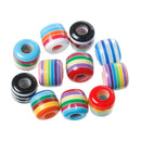 12mm Rainbow Stripe European Acrylic BUBBLEGUM Beads, Column Barrel Beads, 25 beads,  bac0294