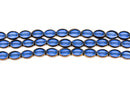 10x8mm Cobalt Blue Oval Glass Beads Electroplated with Copper, full strand, about 28 beads,  bgl1204