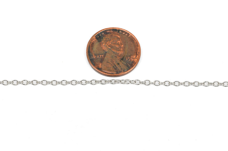 1 yard (3 feet) Dark Silver Cable Chain, Oval Links are 2.5x2mm unsoldered, bulk on spool, fch0248a