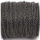 50 yards (150 feet) Gunmetal Black Cable Chain, Oval Links are 2.5x2mm unsoldered, bulk on spool, fch0249b