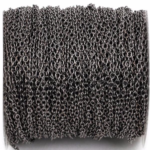 1 yard (3 feet) Gunmetal Black Cable Chain, Oval Links are 2.5x2mm unsoldered, bulk, fch0249a