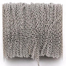 50 yards (150 feet) Dark Silver Cable Chain, Oval Links are 2.5x2mm unsoldered, bulk on spool, fch0248b