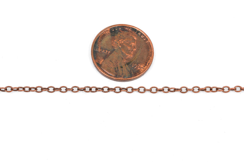 1 yard (3 feet) Copper Cable Chain, Oval Links are 2.5x2mm unsoldered, bulk on spool, fch0251a