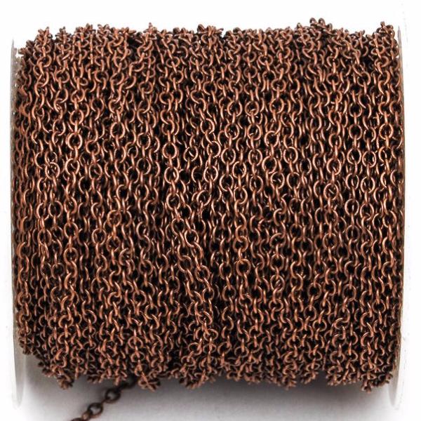 1 yard (3 feet) Copper Cable Chain, Oval Links are 2.5x2mm unsoldered, bulk on spool, fch0251a