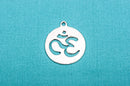 5 Silver OM Yoga Symbol Meditation Charm Pendants, 1" diameter chs1794