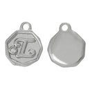 4 pcs Letter I Monogram Wax Seal Silver Charm Tags, with crystal rhinestone, 3/8"  chs1806