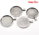 2 SILVER TONE Bezel Trays for Resin, Cabochons, fits 30mm inside bezel, chs1598