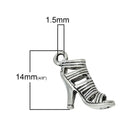 5 Shoe Charms, High Heel Shoe Strappy Sandals Charm Pendants,  Silver Tone Metal,  chs1792