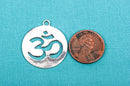 5 Silver OM Yoga Symbol Meditation Charm Pendants, 1" diameter chs1794