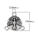 10 Silver PEACE DOVE Charm Pendants, Connector, Tri-piece, rosary centerpiece, can hold 10mm cabochon in bezel, 5/8" chs1796