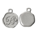 4 pcs Letter B Monogram Wax Seal Silver Charm Tags, with crystal rhinestone, 3/8"  chs1802