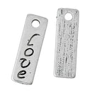 10 Antique Silver Love Stamped Rectangle Charms, Jewelry Tags, 5/8" long chs1825
