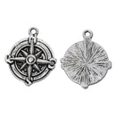 6 COMPASS NAVIGATOR Charm Pendants Antiqued Silver Tone Pewter chs1821