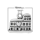 ROME COLOSSEUM Charm, Heart of Italy, Antiqued Silver Tone Pewter Charm Pendants, 4 pcs chs1820