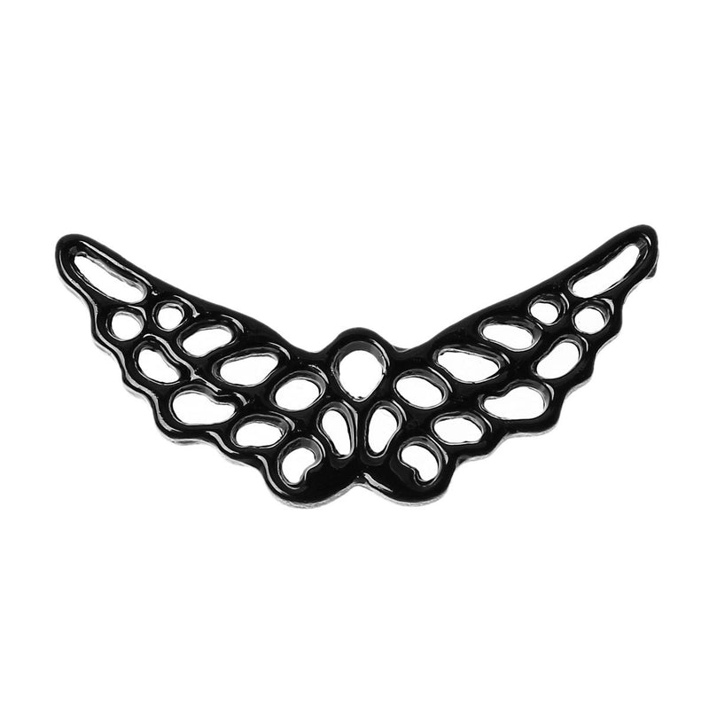 10 BLACK ANGEL WINGS Filigree Charm Pendants, Metal Connectors, cho0108