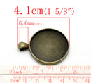 2 Bronze Bezel TRAYS Pendants for Resin, Cabochons, fits 30mm inside tray, chb0334