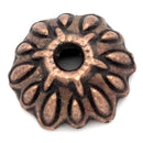 25 Antiqued COPPER  Bead Caps Findings, fits 10mm beads fin0423
