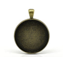 2 Bronze Bezel TRAYS Pendants for Resin, Cabochons, fits 30mm inside tray, chb0334