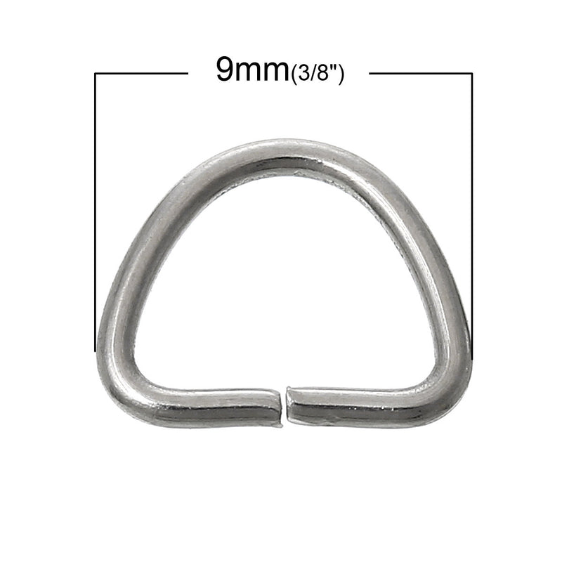 50 STAINLESS STEEL D Shape Jump Rings Key Chains Findings, silver d ring, 18 gauge, 9mm x 8mm, jum0148
