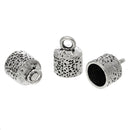 10 Silver End Caps for Kumihimo Jewelry, Leather Cord End Connectors, Bails, Bead Caps, Fits 10mm cord, fin0420