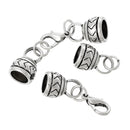 5 Sets Silver End Cap Clasps for Kumihimo Jewelry, Leather Cord End Connectors, Bails, Bead Caps, Fits 8mm cord, fcl0139