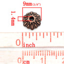 25 Antiqued COPPER  Bead Caps Findings, fits 10mm beads fin0423