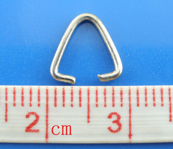 500 Silver Tone Triangle Bail Jump Rings Key Chains Findings 9x9mm, 18 gauge,  jum0146