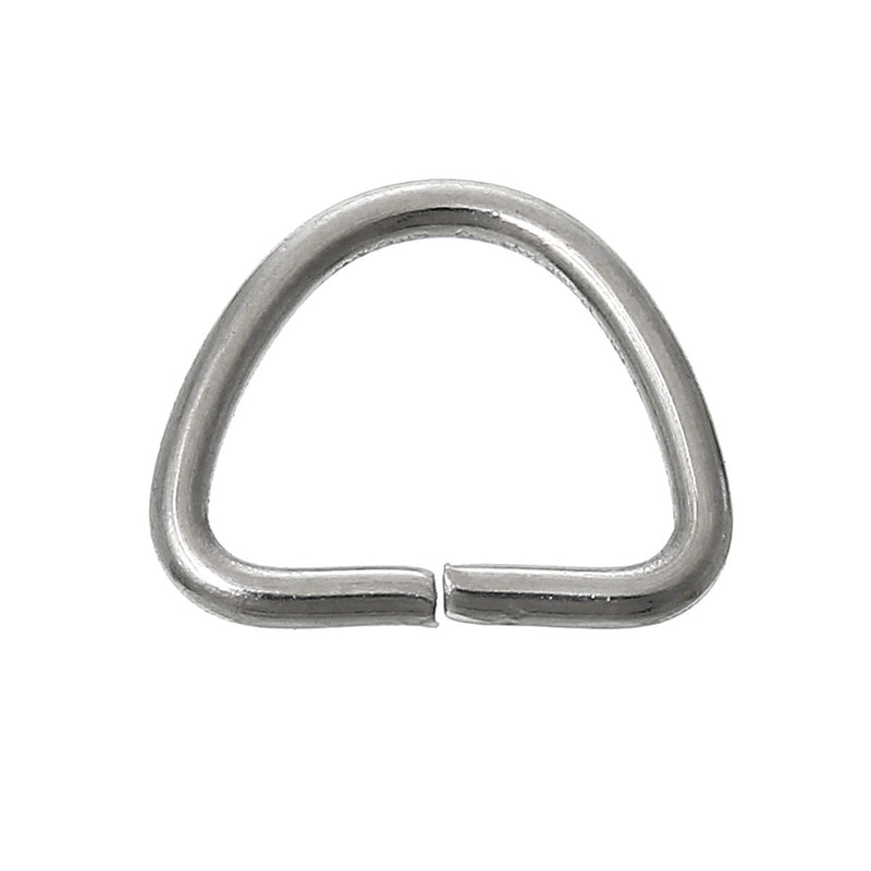 50 STAINLESS STEEL D Shape Jump Rings Key Chains Findings, silver d ring, 18 gauge, 9mm x 8mm, jum0148