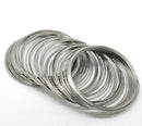 200 Silver Tone Metal Steel Memory Wire Loops 60mm,  . small bracelet, about 2-1/2" diameter  20 gauge wir0022