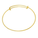 1 Gold Plated Stainless Steel Bangle Charm Bracelet, adjustable size expands to fit medium to large wrist, thick 14 gauge, fin0442a