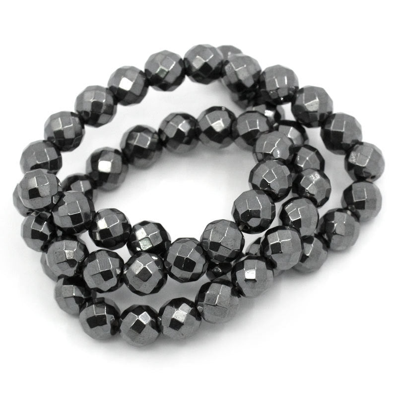 8mm Round Faceted Hematite Gemstone Beads, full strand, about 48 beads  ghe0090