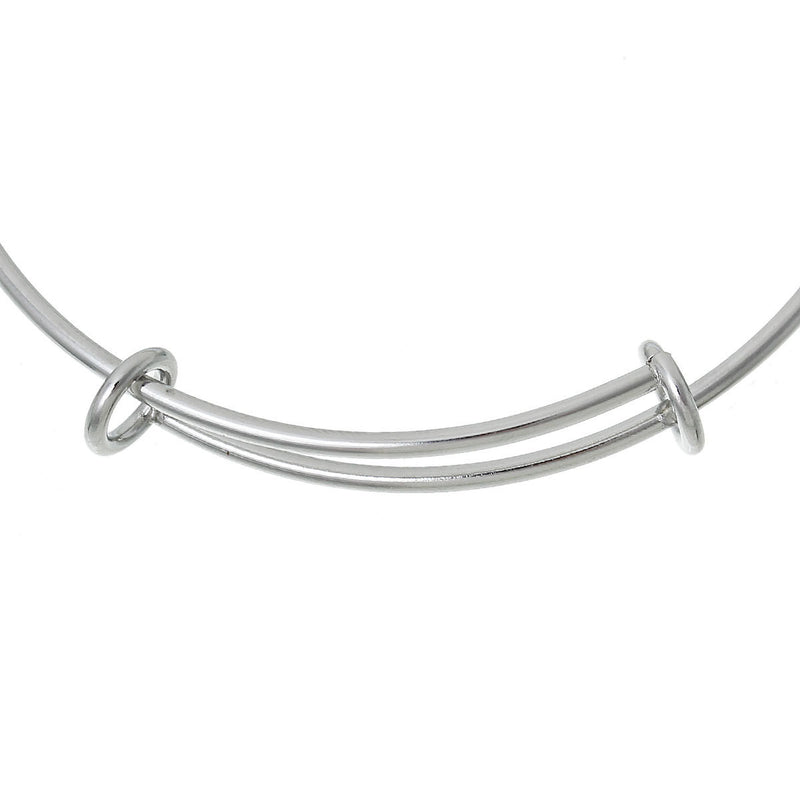 10 Silver Bangle Charm Bracelet, adjustable size expands to fit, fits medium to large wrist, 8-1/2" 14 gauge, fin0608