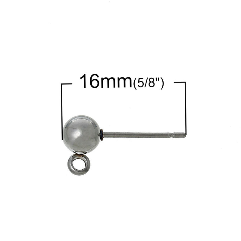 20 Stainless Steel POST Earrings, 5mm ball with Loops  (10 pairs) . fin0427