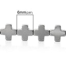 6mm Titanium Coated SILVER CROSS Hematite Gemstone Beads, full strand, about 64 beads  ghe0086
