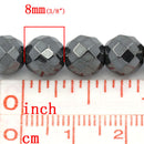8mm Round Faceted Hematite Gemstone Beads, full strand, about 48 beads  ghe0090