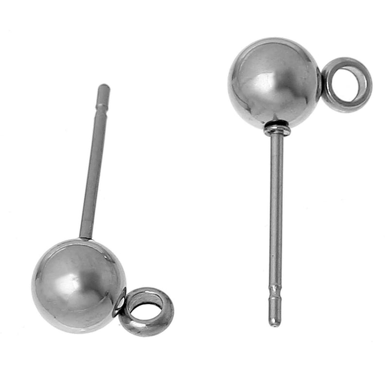 20 Stainless Steel POST Earrings, 5mm ball with Loops  (10 pairs) . fin0427